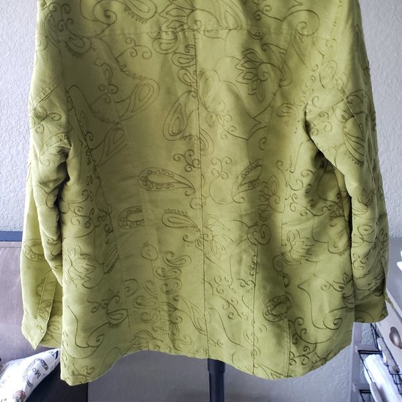 Chico's Buttoned Jacket Paisley-Stitched Design Sz 2 - Picture 4 of 5